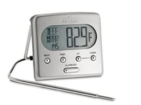 All-Clad T223 Thermomètre de Cuisson avec écran LCD et Alarme, résistant à la Chaleur jusqu'à 260 ° ceicius, en Acier Inoxydable
