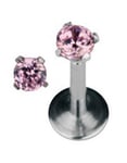 Round Diamond - Labret Piercing med Rosa Sten
