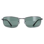 Rectangle Gunmetal Green Sunglasses
