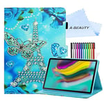 A-BEAUTY Samsung Galaxy Tab S6 10.5 2019 SM-T860/T865 Case, Auto Sleep/Wake Stand Slim Smart Cover with Pencil Holder, Butterfly Love Tower