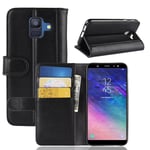 Äkta Läderfodral Samsung Galaxy A6 2018 Svart
