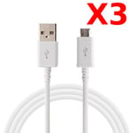 3X Câble Micro USB Synchro & Charge Blanc pour Samsung J3 / J5 / J7 2015/2016/2017 Blanc PACK X3 Couleur :
