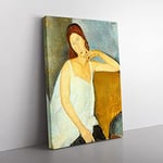 Big Box Art Jeanne Hebuterne Vol.1 by Amedeo Modigliani Canvas Wall Art Print Ready to Hang Picture, 76 x 50 cm (30 x 20 Inch), Cream, Gold, Cream