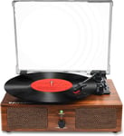 Vinyl Record Player Turntable with Built-in Speakers and USB Belt-Driven... 