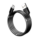 ITAL - Câble USB magnétique et enroulable pour le chargement et la synchronisation des smarthphones compatibles USB-C, Micro USB et Phone - Modèle PK01
