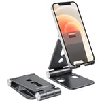 OMOTON Phone Stand Foldable, Phone Holder, Aluminum Portable Phone Dock Cradle Stand for Travel, Applies to iPhone 13 12 Pro/11/SE/Xr/Xs Max, Samsung, Tablet, and More Smartphones(4-8in), Black