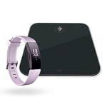 Fitbit Inspire HR Health & Fitness Tracker with Auto-Exercise Recognition, 5 Day Battery, Sleep & Swim Tracking, Lilac with Aria Air Scales, Black