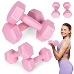 Hex hantlar set 2x1 kg, träningsvikter, fitnessbelastning, rosa, ModernHome