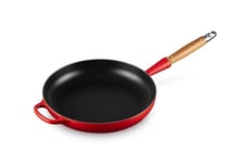 Le Creuset Signature Cast Iron Frying Pan With Wooden Handle 28cm Cerise, 20258280600422