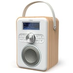 DAB/DAB+/FM Radio with Bluetooth, Mains and Battery Powered Portable DAB Radios Rechargeable Digital Radio with USB Charging for 10 Hours Playback