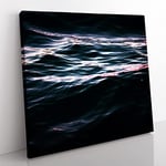 Light Reflecting Upon the Ocean in Abstract Modern Canvas Wall Art Print Ready to Hang, Framed Picture for Living Room Bedroom Home Office Décor, 35x35 cm (14x14 Inch)