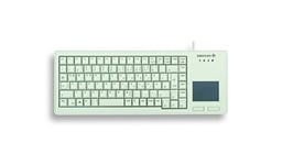 CHERRY XS Touchball Keyboard, disposition allemande, clavier QWERTZ, clavier filaire, clavier mécanique, mécanisme ML, pavé tactile de haute qualité avec deux boutons de souris, gris clair