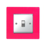 Focus Plastics SINGLE LIGHT SWITCH SOCKET COLOURED ACRYLIC SURROUND FINGER PLATE - BUY 2 GET EXTRA 1 FREE (10 COLOURS) (Pink)