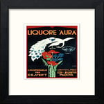 Lumartos, Vintage Poster Liquore Aura Contemporary Home Decor Wall Art Print, Black Wood Frame, 14 x 14 Inches