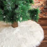 Snöig Julgransskjort Cover 78cm Vit Plysch Julgransskjort Matta för Jul Nyår Fest Stuga Dekorationer