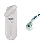CULINARE MagiCan Opener - Manual tin opener with a powerful stainless steel blade and a wide, comfortable handle for safety and ease, Zyliss Sharp Edge Pizza Cutter, White, 2.5 x 10.5 x 28.7 cm