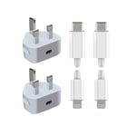 DGTRD 20W USB Charger Plug, USB C Fast Wall Chargers Power Mains Delivery Adapter for Iphone 12 Pro Max 12 Mini 11 XS Max XR X Galaxy S21 S20 S10 etc-White(2 Pack)