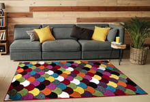 Modern Hand Carved Multicolour Soft Thick Area Rug - Scales