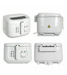 2.5L COMPACT SMALL KITCHEN DEEP FAT FRYER & BASKET FISH & CHIPS FRYING - WHITE