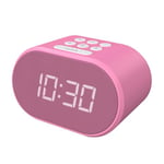 i-box Alarm Clocks Bedside, Radio Alarm Clock, Mains Powered or Battery, FM Radio, USB Charging Port, 5 Step Dimmable Display, Non Ticking, LED Display (Pink)