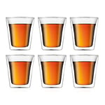 Bodum Canteen Double Wall Glass Set, Mouth Blown Borosilicate Glass - 0.2 L, Transparent, Pack of 6