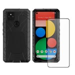 Foluu Pixel 5A 5G Case, Pixel 5A Metal Case with Screen Protector, Aluminum Metal Shockproof Bumper Frame Case Soft Rubber Silicone Military Heavy Duty Hard Case for Google Pixel 5A 5G 2021 (Black)