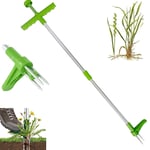 YTTde Standing Weeder Root Removal Tool Manual Remover Weed Puller 39" Long Handle with 3 Stainless Steel Claws for Outdoor Gardener/Lawn/Grandpa