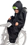 Sunnybaby 14490 Cape de pluie à capuche pour siège vélo pour enfant Avec manches et bandes réfléchissantes Peut se porter avec un casque de protection Noir