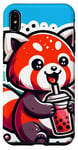 Coque pour iPhone XS Max Panda Rouge Boisson Boba Bubble Tea Kawaii Anime Doux K Pop