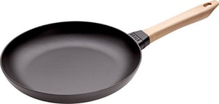 Staub Cast Iron Pan with Wooden Handle, Suitable for Induction, 28 cm, Black