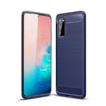 COTDINFORCA for Samsung Galaxy S20 Shell Case, Soft Silicone TPU Brushed Carbon Fiber Back Design Light Cover Scratch Resistant Shockproof Slim Phone Case For Galaxy S20 Navy-LS-SSD.