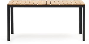 Bona, Udendørs bord, nordisk, moderne, solidt træ by Kave Home (H: 76 cm. x B: 163 cm. x L: 90 cm., Sort/Natur)