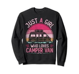 Just A Girl Who Loves Camper Van, Vintage Camper Van Girls Sweatshirt