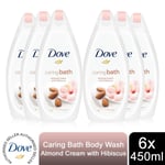 Dove Caring Bath Almond Cream and Hibiscus Moisturising Cream Bath Soak, 6x450ml