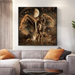 ZXXFR Hand-Painted Oil Painting,Modern Abstract African Art Woman Man Black Gold Naked Oil Painting On Canvas Posters And Prints Living Room Wall Painting Fashion Gift,50X50Cm No Frame
