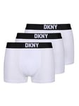 DKNY New York Modal Cotton 3 Pack Trunks, White, Size S, Men