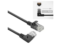 Act Black 2 Meters U/Utp Cat6a Lszh Slimline Patch Cable With Rj45 Connectors 90? Angled Right To Straight (Dc2902)