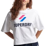T-Shirt Blanc Femme Superdry Stacked Boxy