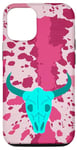 Coque pour iPhone 12/12 Pro Peau de vache occidentale Turquoise Tête de mort Cowgirl Rose