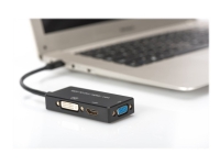 ASSMANN - Videokort - Mini DisplayPort hane till 15 pin D-Sub (DB-15), HDMI, DVI-D hona - 20 cm - trippelskärmad - svart - formpressad, stöd för 4K