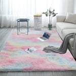 Mjuk matta lurvig matta färgglad fluffig sovrumsmatta batik regnbåge 80*160cm