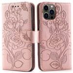 Läderfodral Rosor iPhone 12/12 Pro Rose gold