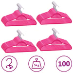 100 pcs Clothes Hanger Set Anti-slip Pink Velvet vidaXL