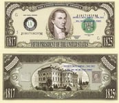 Novelty Dollar 5th President James Monroe One Million Dollar Bills X 2