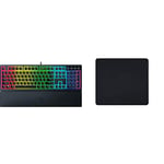 Razer Ornata V3 - Low-profile Mecha-membrane Keyboard Chroma RGB UK Layout | Black & Gigantus V2 Large - Soft Large Gaming Mouse Mat for Speed and Control Black