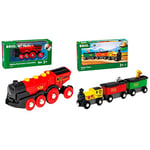 BRIO World Mighty Red Action Locomotive Battery Powered Toy Train for Kids Age 3 Years Up & World - Safari Train for Kids Age 3 Years Up - Compatible with all Railway Sets