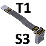 100cm S3-T1 Câble USB 3.0 plat et Flexible 3A de Type C à 90 degrés, charge rapide, transfert de données Nipseyteko