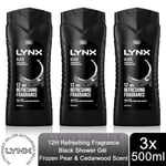 Lynx Black 12H Refreshing Energy Boost Shower Gel Bodywash, 3x or 6x 500ml