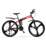 DGPOAD Folding Mountain Bikes For Men Adults Women Teens Ladies Unisex Alloy City Bicycle 26" With Adjustable Seat,comfort Saddle Lightweight Disc brakes/Red / 21 speed