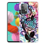 Samsung Galaxy A72 - Gummi cover - med Printet Design - Blad og blomst